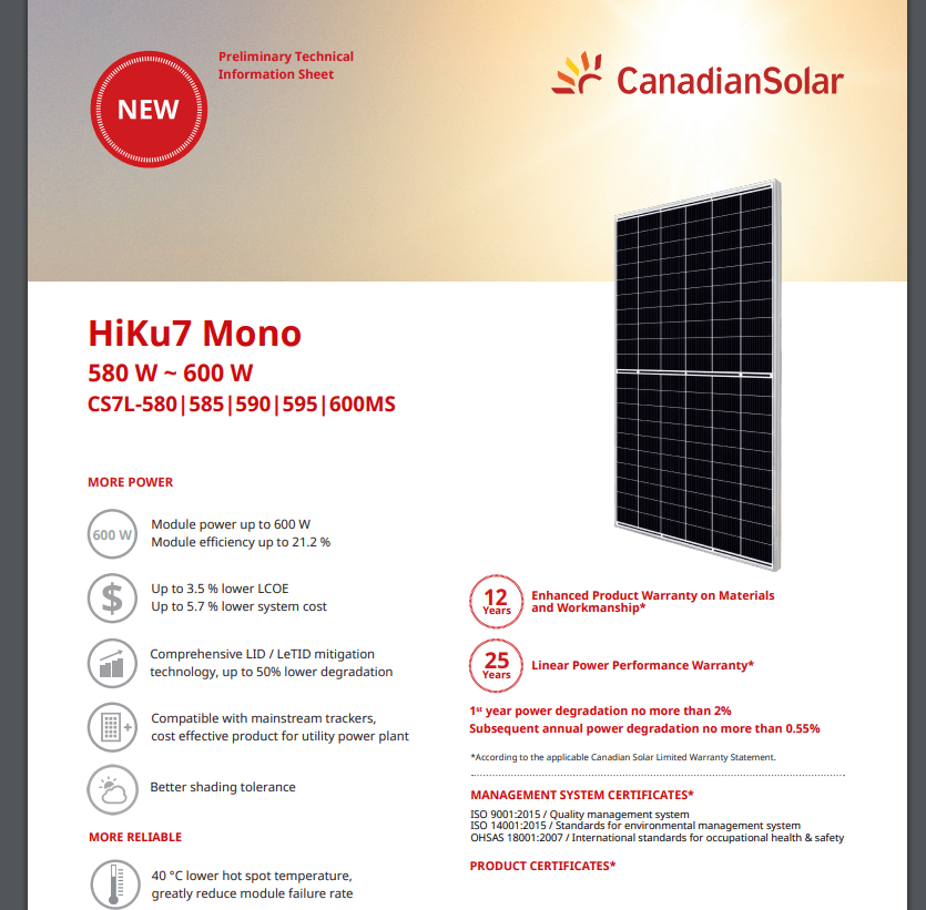 Canadian Solar 580w to 600 datasheet